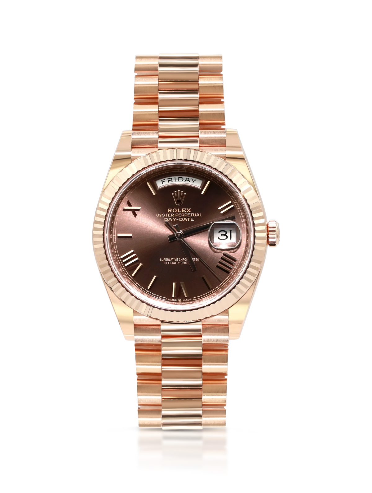 Rolex Day Date 40 President Rose Gold Chocolate Dial - 228235