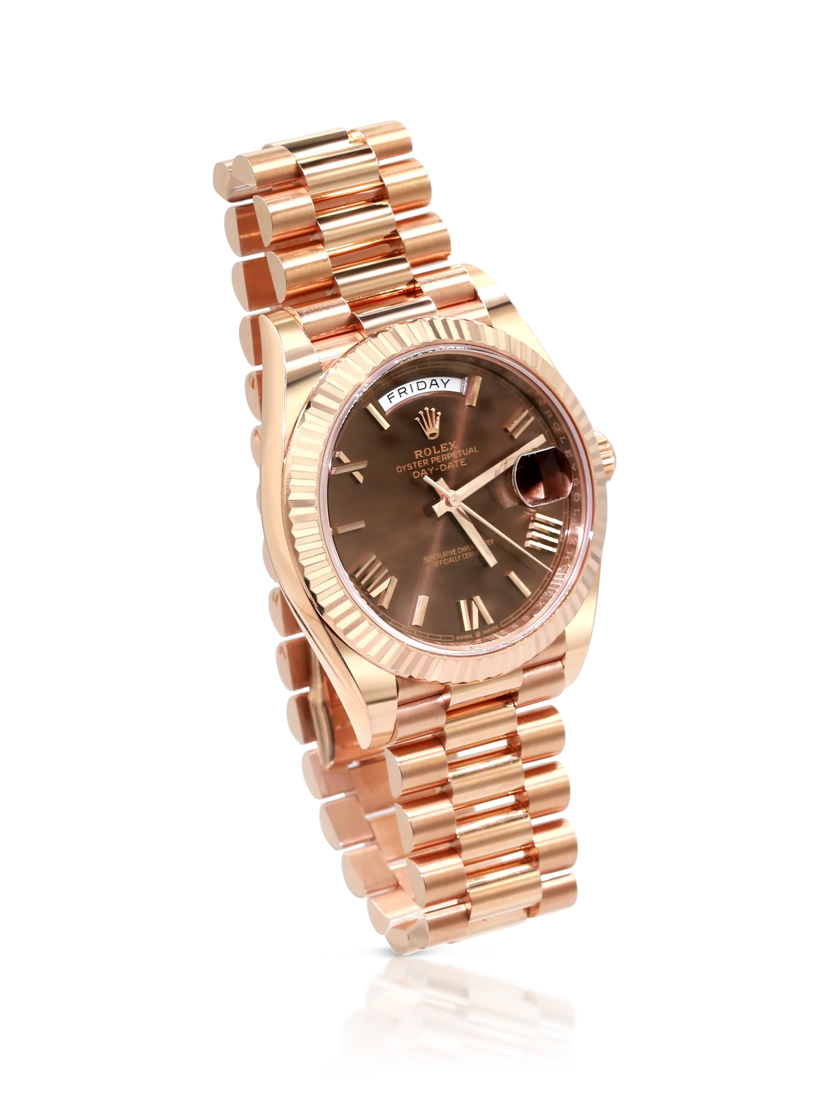 Rolex Day Date 40 President Rose Gold Chocolate Dial - 228235