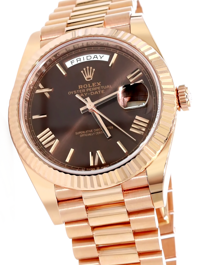 Rolex Day Date 40 President Rose Gold Chocolate Dial - 228235