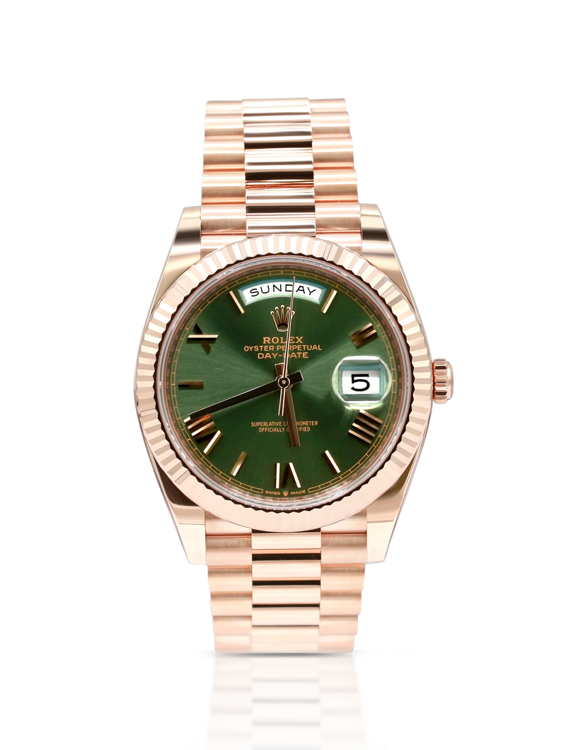 Rolex President Day Date 40 Rose Gold Olive Dial - 228235