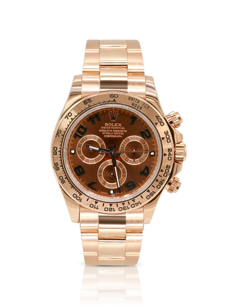 Rolex Daytona Chocolate Dial Arabic Numerals Rose Gold - 116505