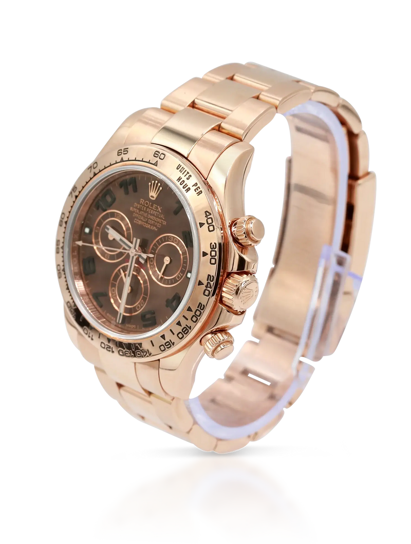 Rolex Daytona Chocolate Dial Arabic Numerals Rose Gold - 116505