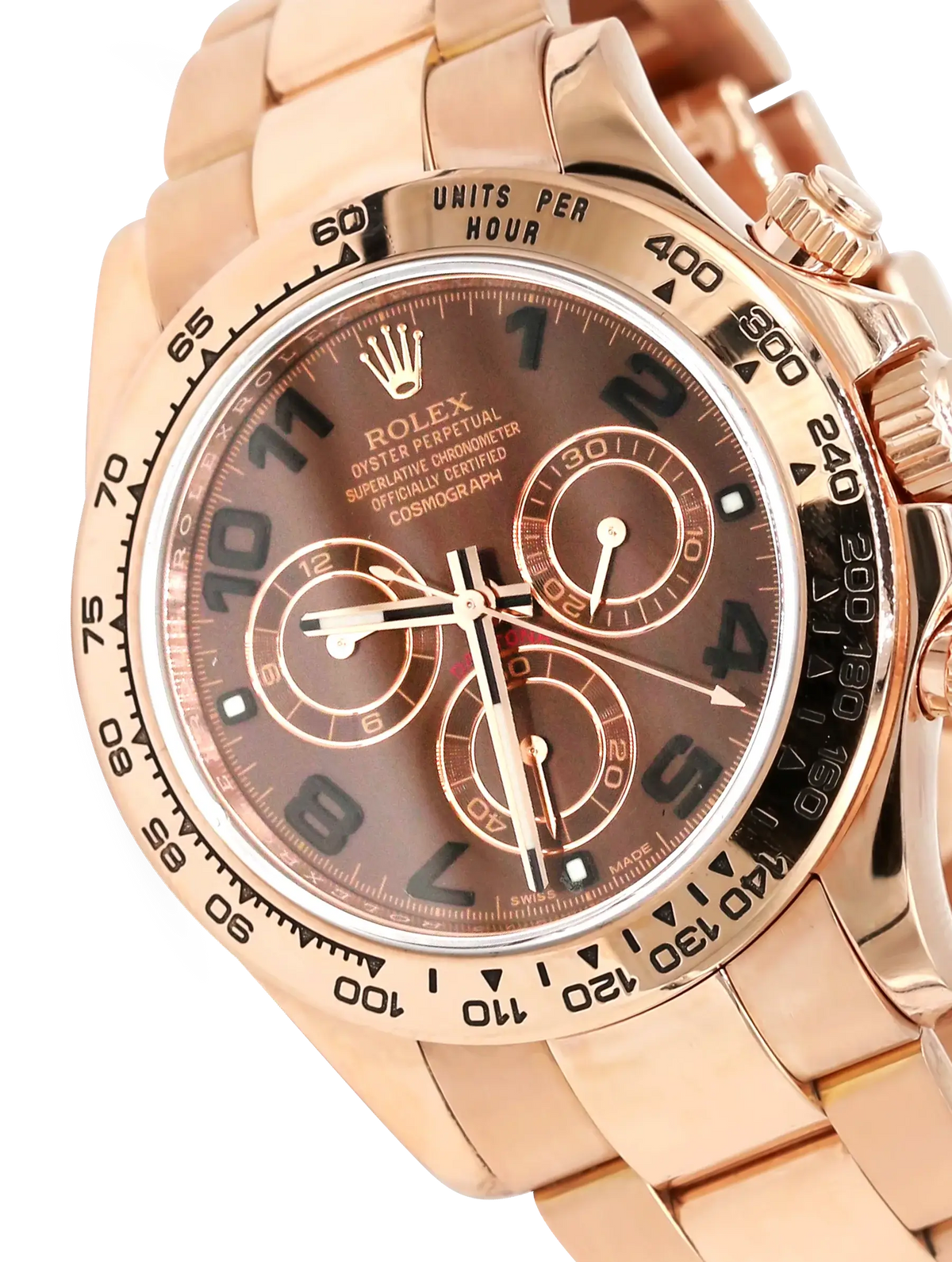 Rolex Daytona Chocolate Dial Arabic Numerals Rose Gold - 116505