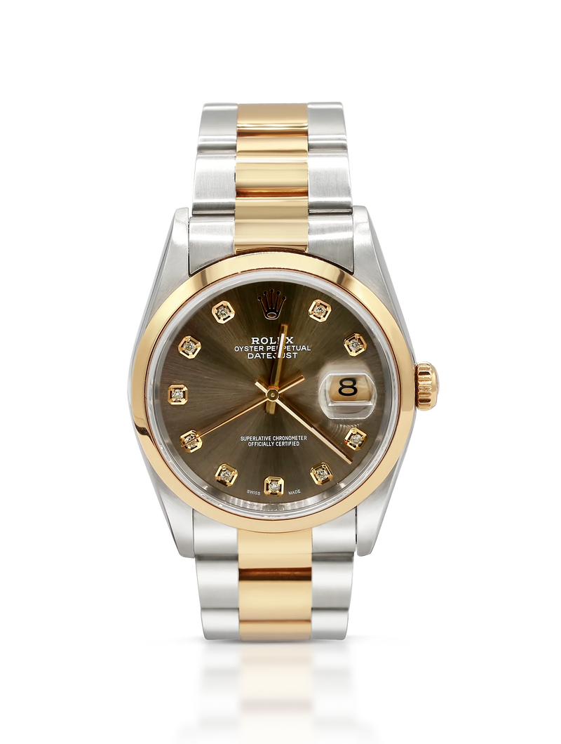 Rolex Datejust Steel Yellow Gold Rhodium Diamond Dial 16203