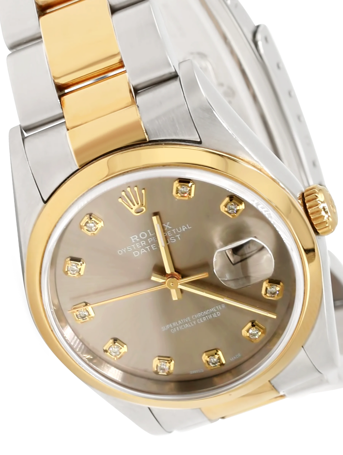 Rolex Datejust Steel Yellow Gold Rhodium Diamond Dial 16203