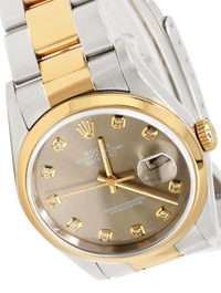 Rolex Datejust Steel Yellow Gold Rhodium Diamond Dial 16203