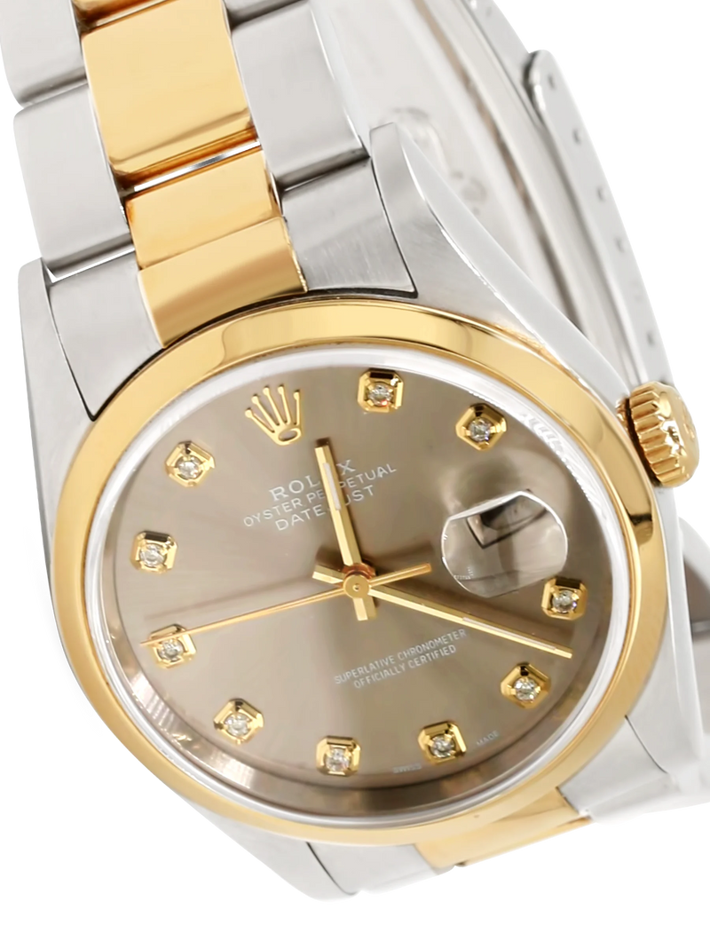 Rolex Datejust Steel Yellow Gold Rhodium Diamond Dial 16203