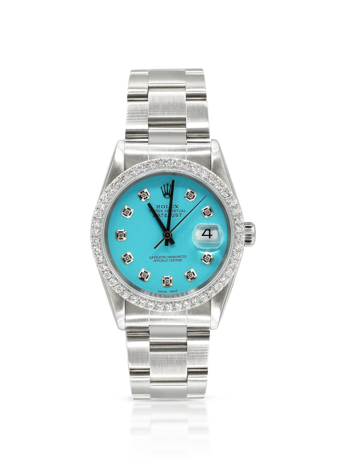 Rolex Datejust 36mm Steel Turquoise Diamond Dial - 16200