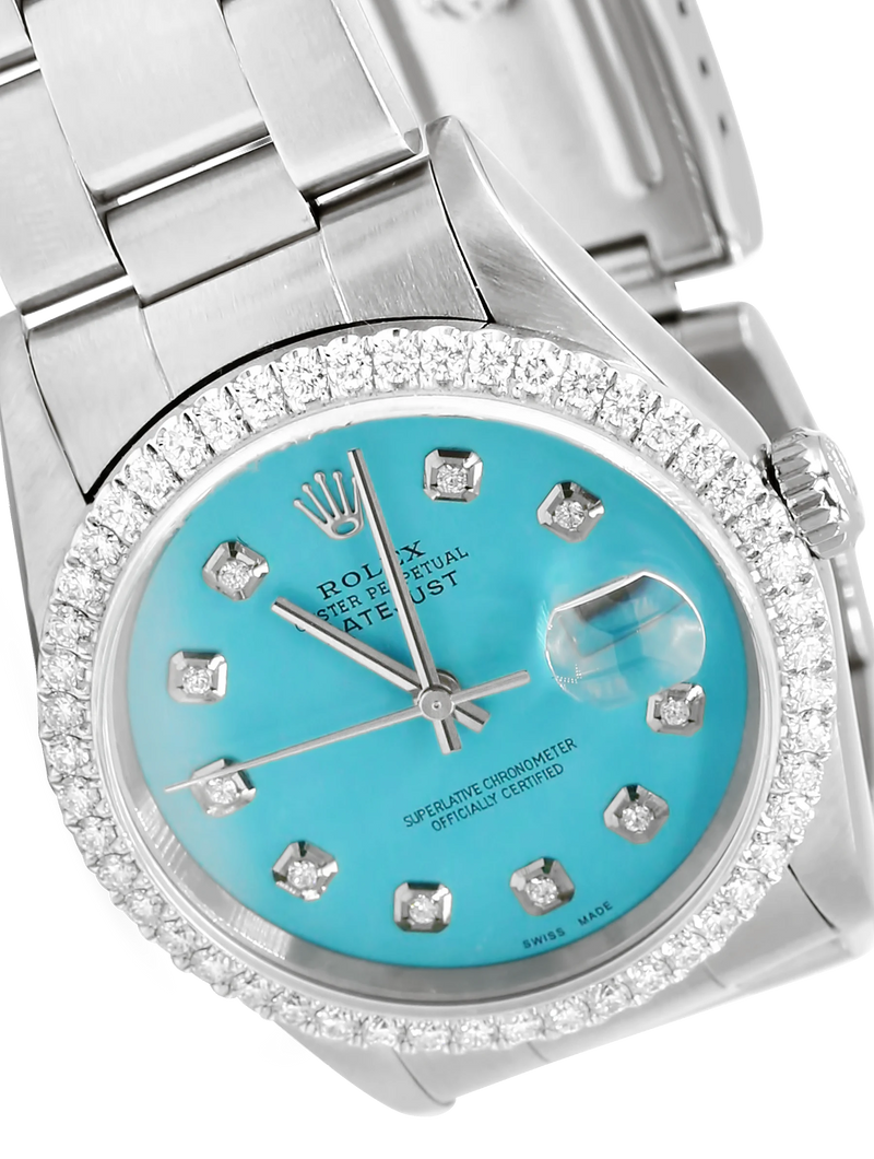 Rolex Datejust 36mm Steel Turquoise Diamond Dial - 16200