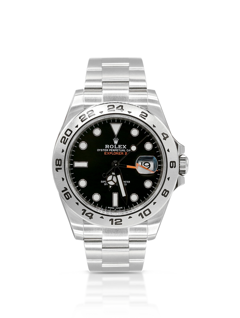 Rolex Explorer II 42mm Black Dial Orange Hand Steel - 216570