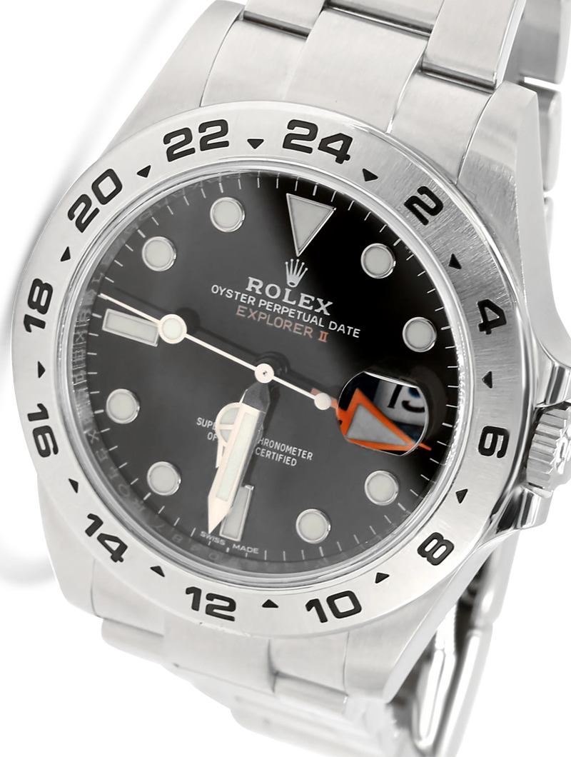 Rolex Explorer II 42mm Black Dial Orange Hand Steel - 216570