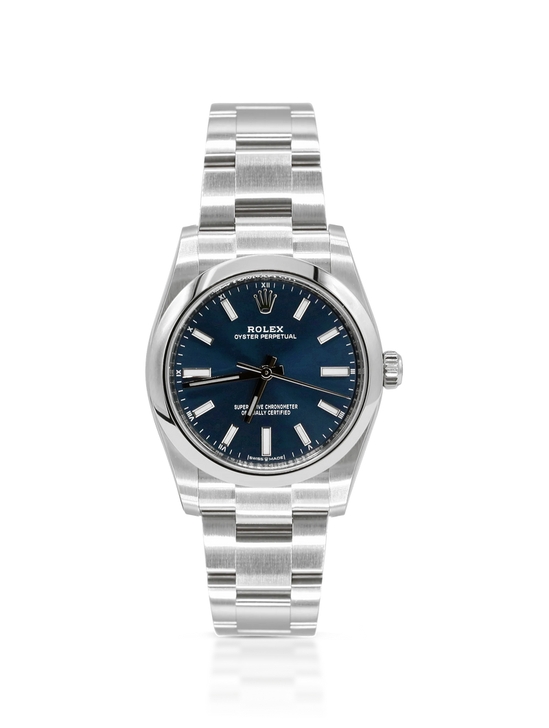 Rolex Oyster Perpetual 34mm Blue Dial Steel - 124200