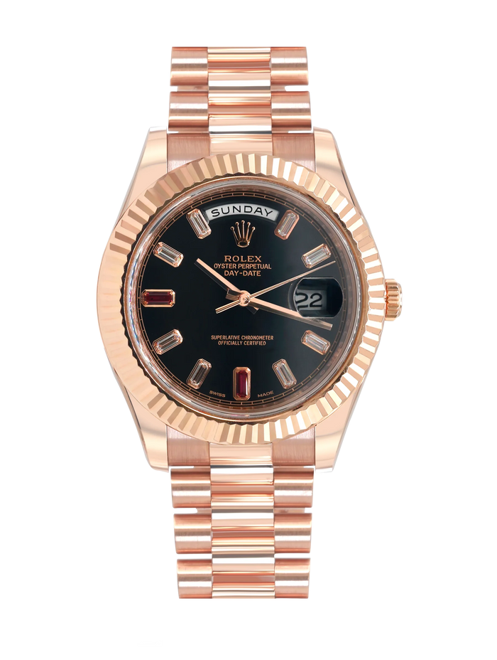 Rolex Day Date II 41mm Diamond Ruby Rose Gold - 218235