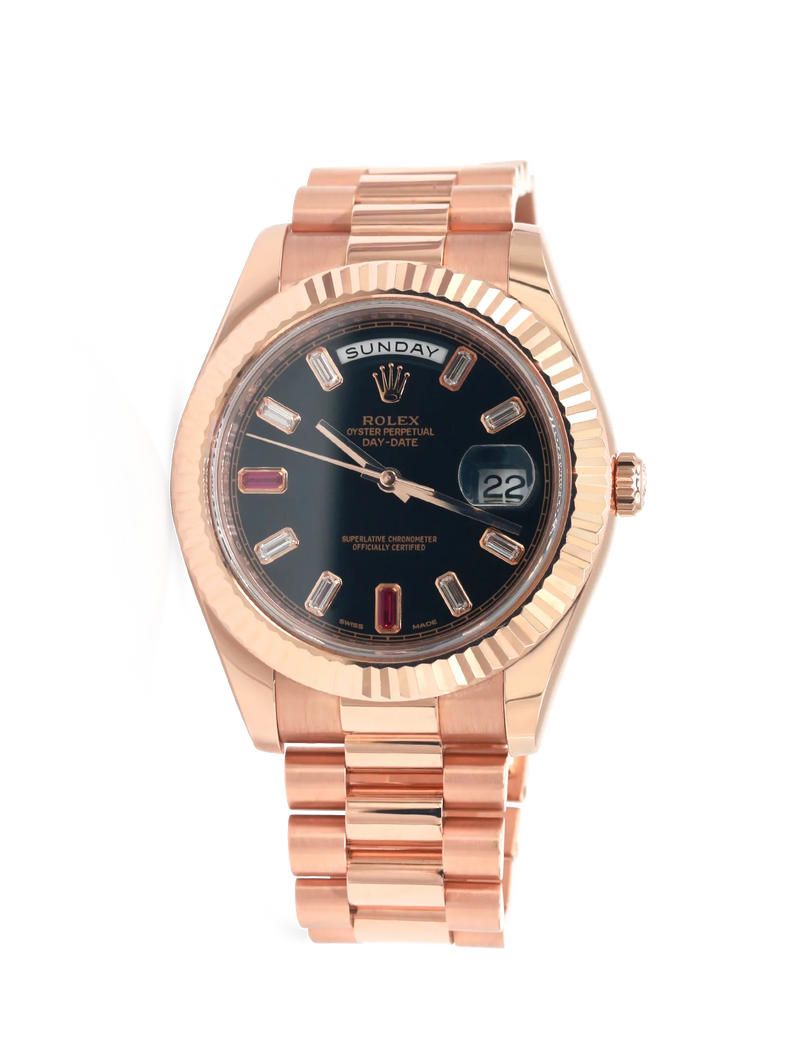 Rolex Day Date II 41mm Diamond Ruby Rose Gold - 218235