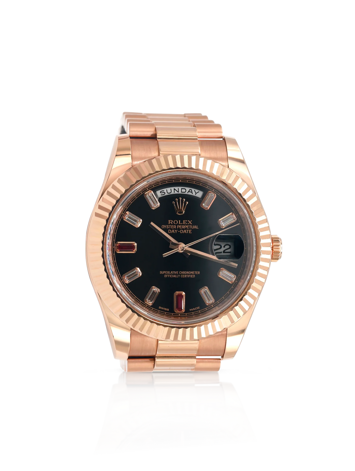 Rolex Day Date II 41mm Diamond Ruby Rose Gold - 218235