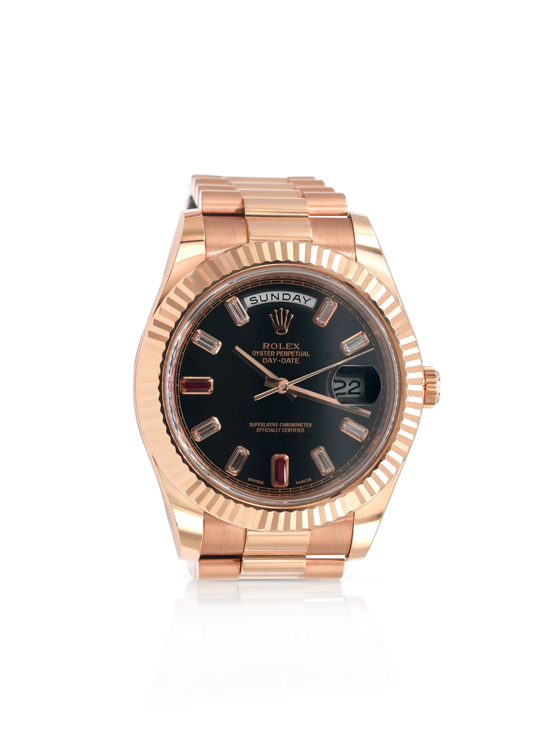 Rolex Day Date II 41mm Diamond Ruby Rose Gold - 218235