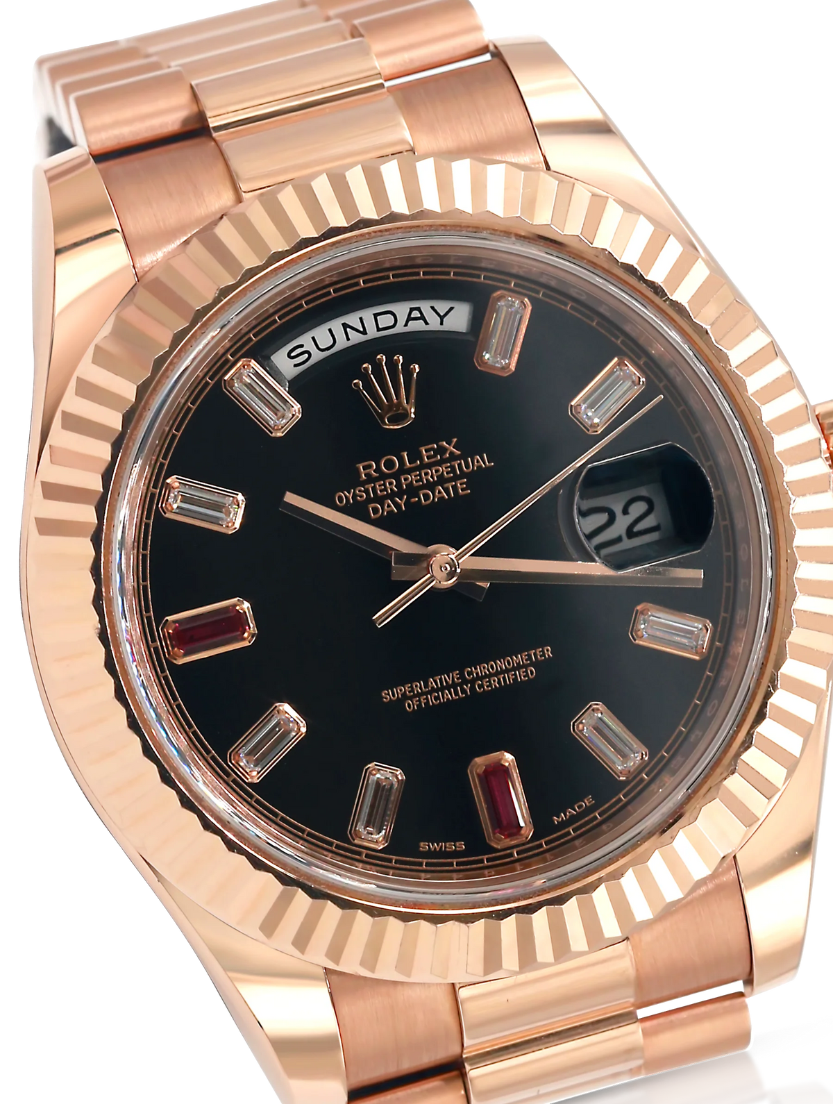 Rolex Day Date II 41mm Diamond Ruby Rose Gold - 218235