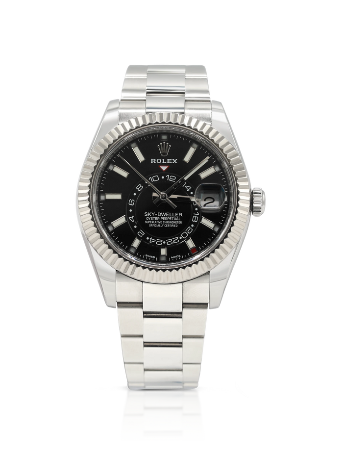 Rolex Sky-Dweller 42mm Steel White Gold Black Dial - 326934