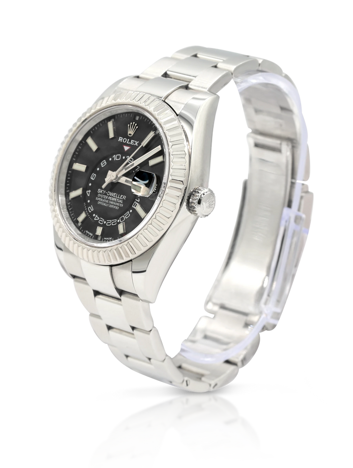 Rolex Sky-Dweller 42mm Steel White Gold Black Dial - 326934